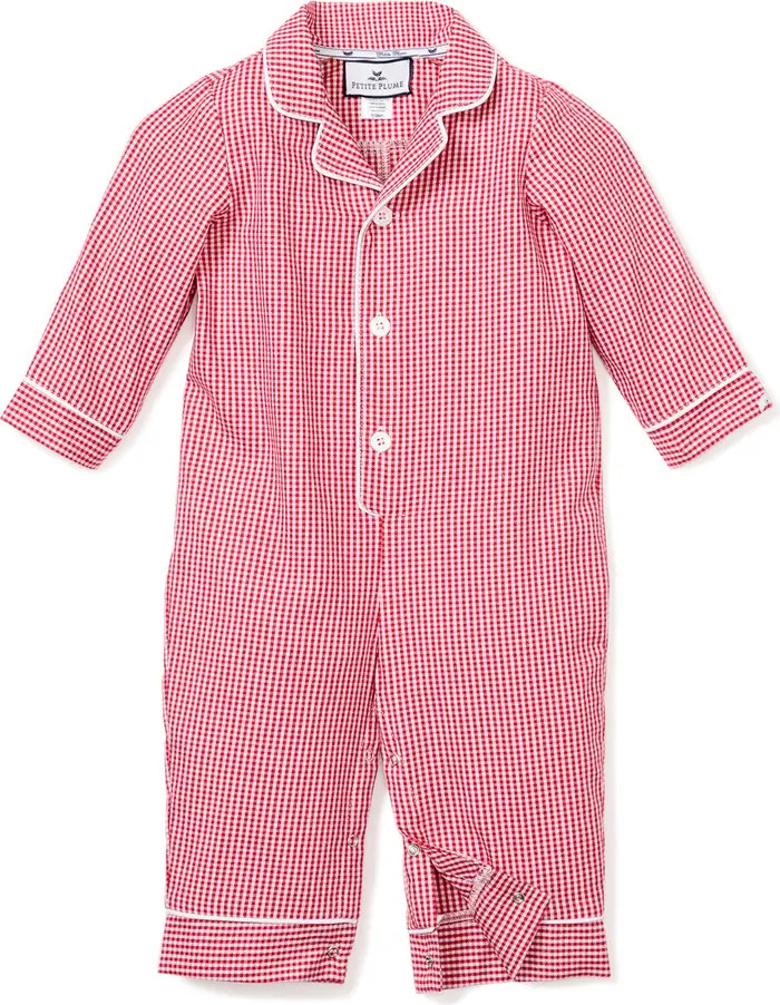 Petite Plume Gingham Check Flannel One-Piece Pajamas | Nordstrom | Nordstrom