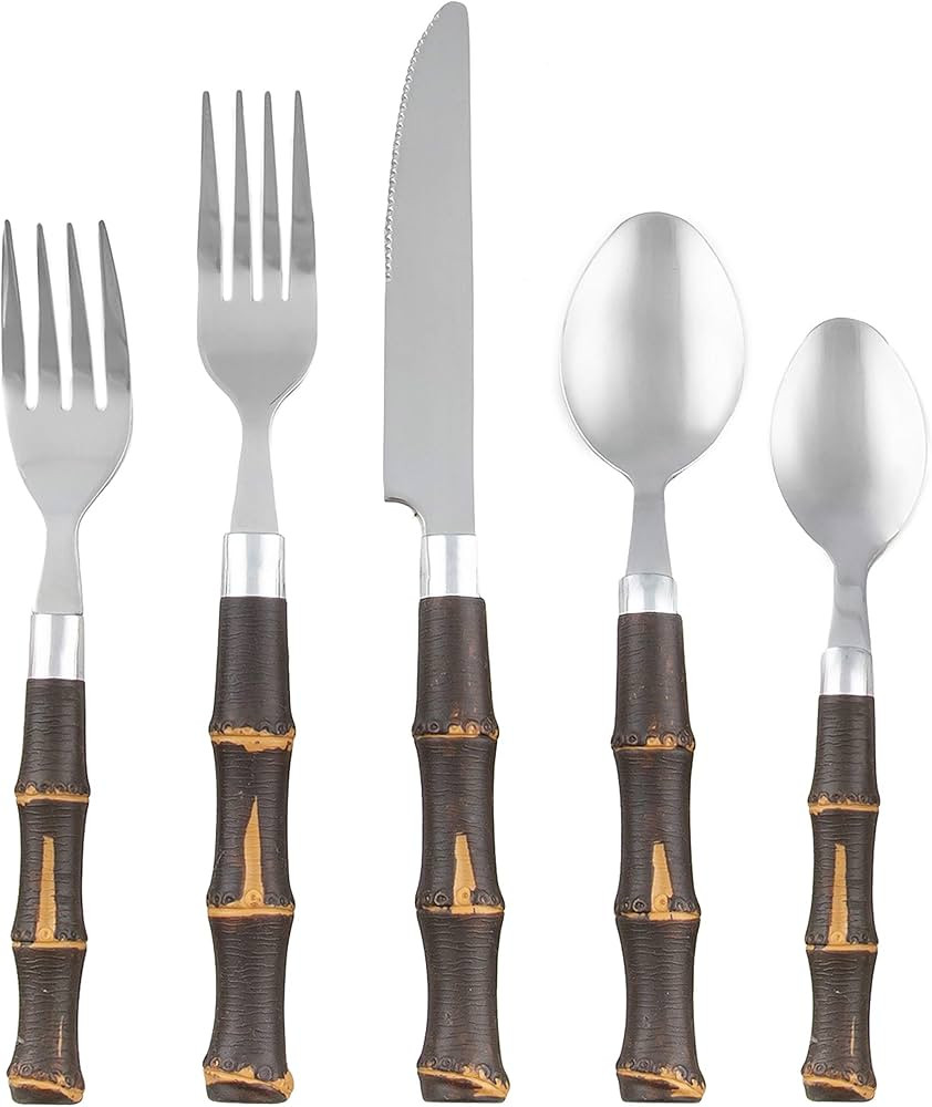 Cambridge 20-Piece Silversmiths Estelle Bamboo Flatware Set, Dark | Amazon (US)
