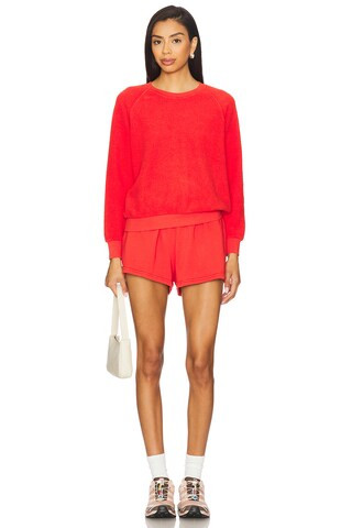 Inside Out Fleece Shrunken Crewneck Sweatshirt in Poppy Red | Revolve Clothing (Global)