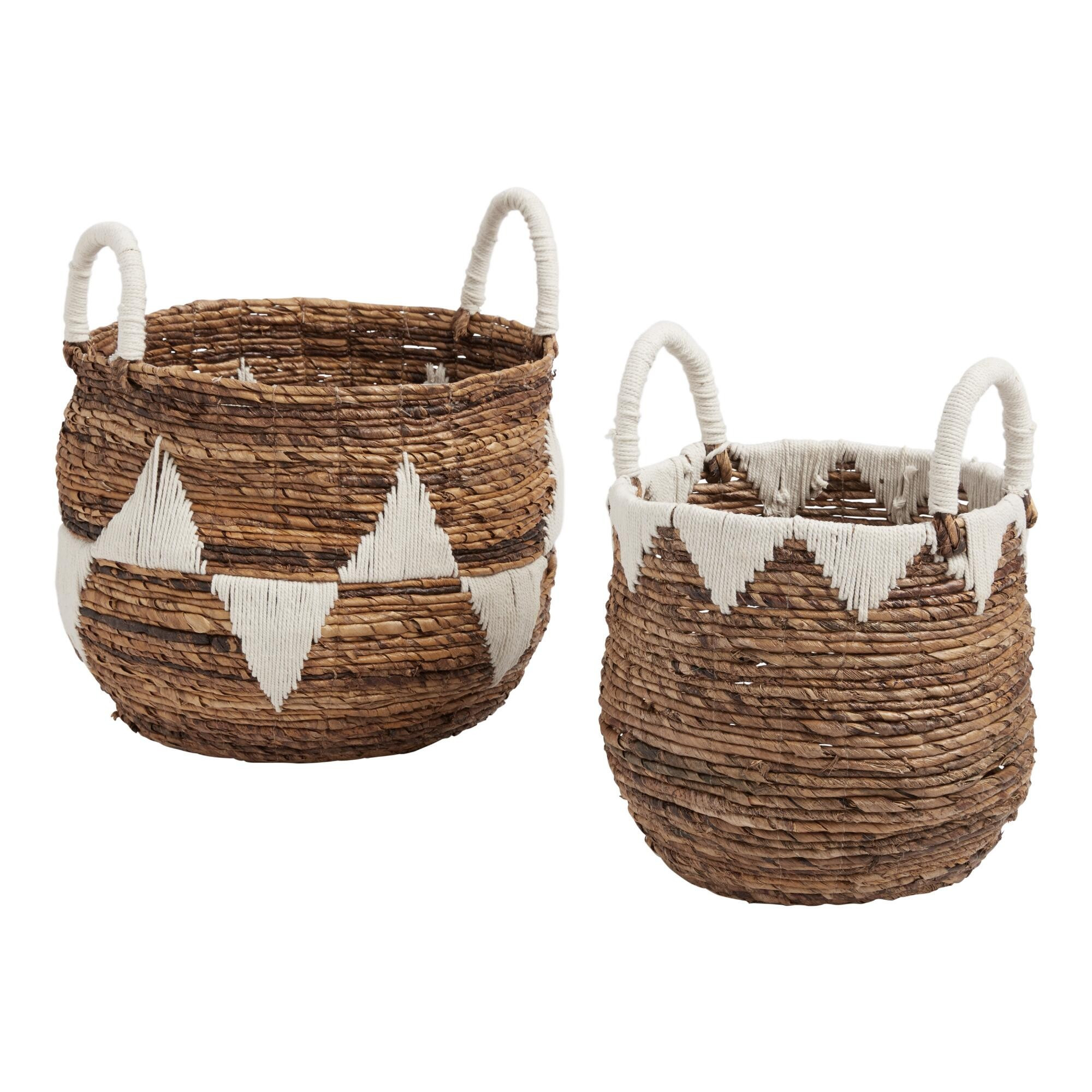 Triangle Cotton And Banana Leaf Poppy Tote Basket - Small by World Market | World Market