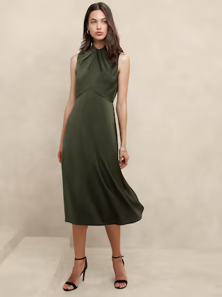 Silky Crepe Midi Dress | Banana Republic Factory