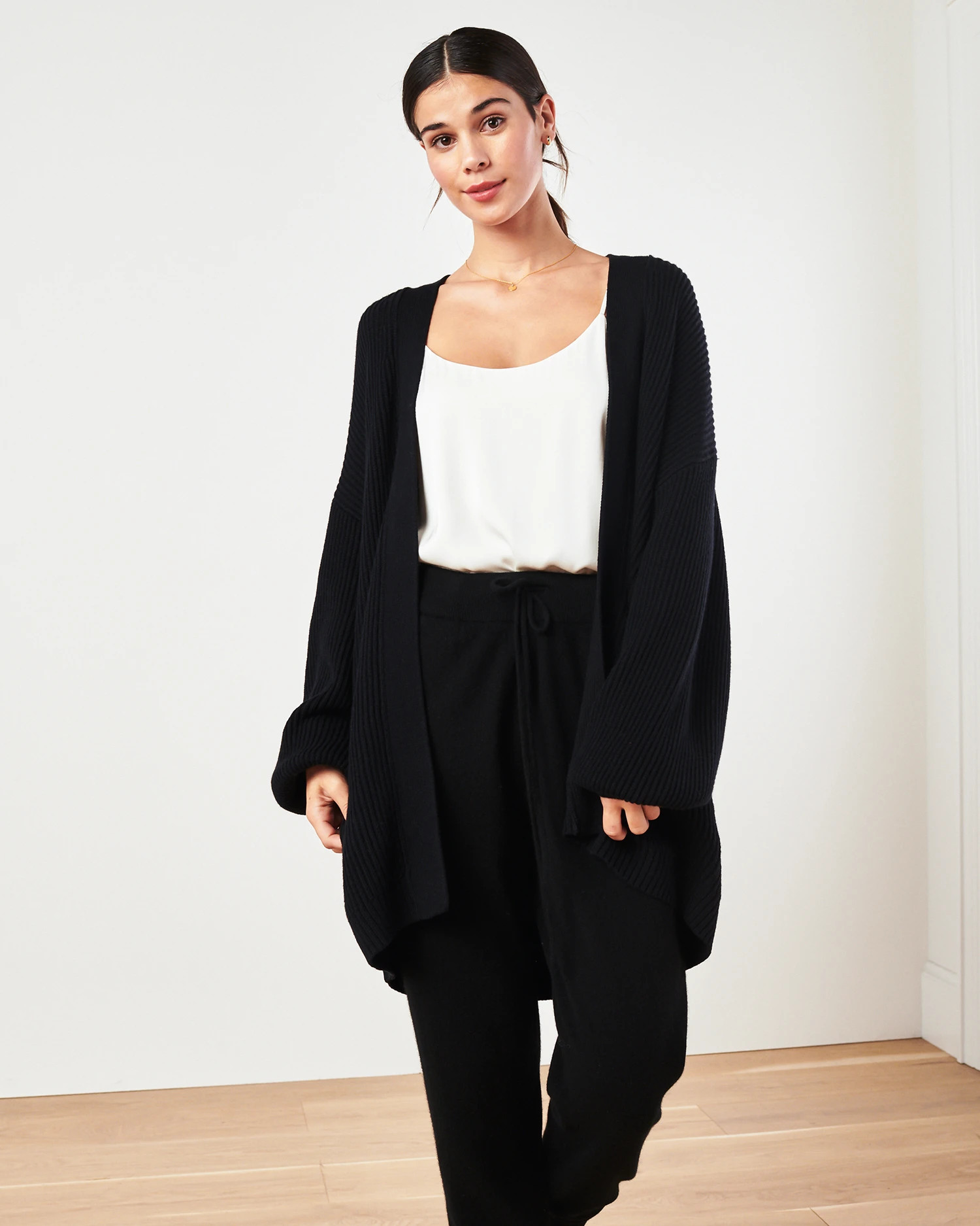 100% Organic Cotton Oversized Cardigan in Black | Quince