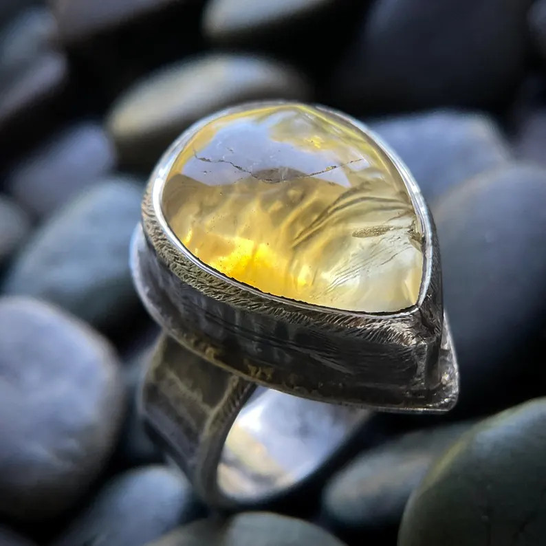 Shine Bright\u2014 silver ring with citrine, size 7 1/4 | Etsy (Global)