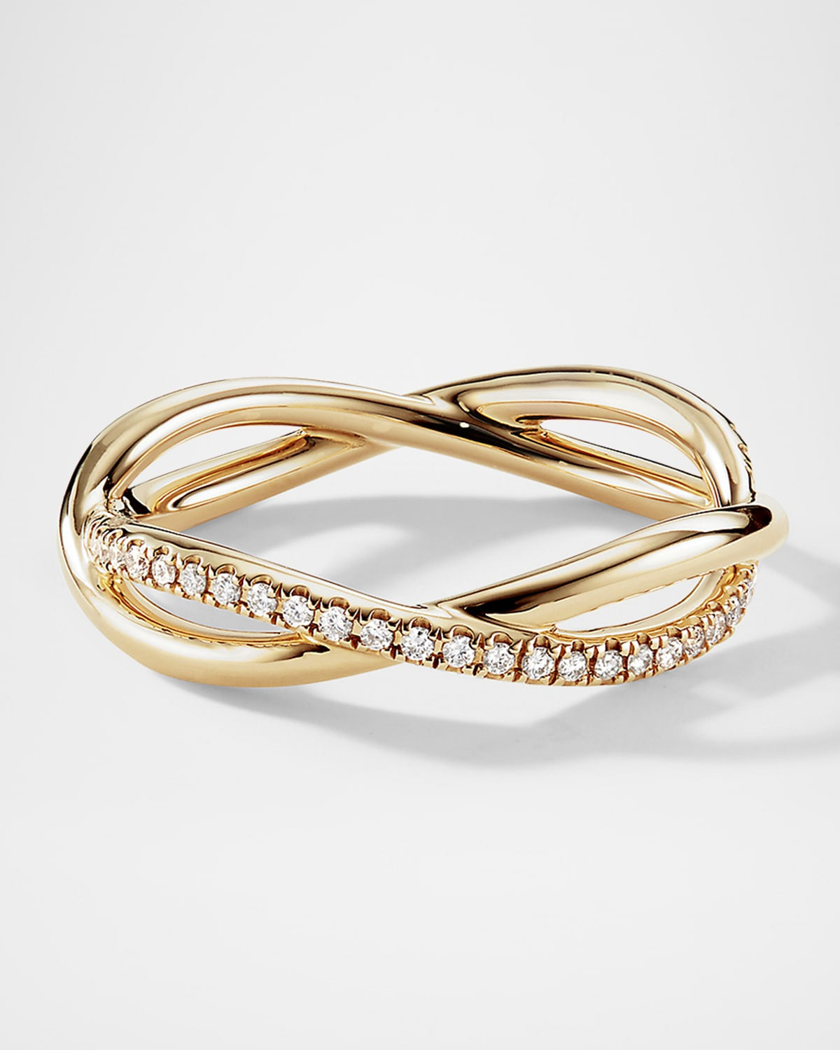 DY Infinity Band Ring with Diamonds in 18K Gold, 4.18mm | Neiman Marcus