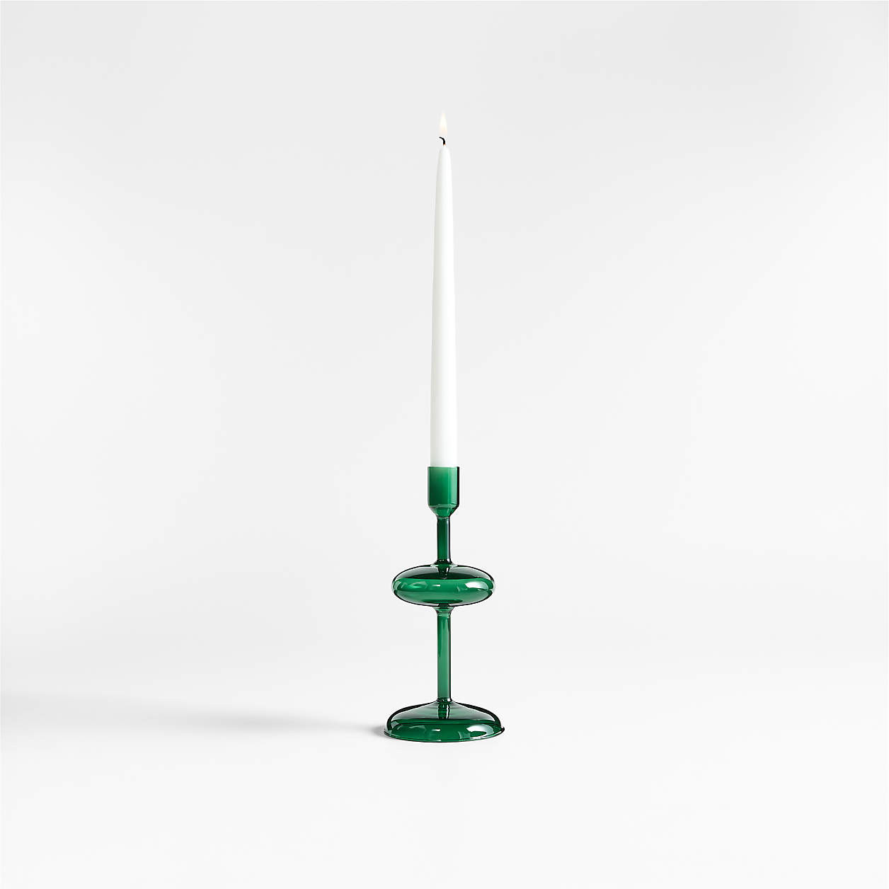 Venezia Medium Olive Green Glass Taper Candle Holder + Reviews | Crate & Barrel | Crate & Barrel