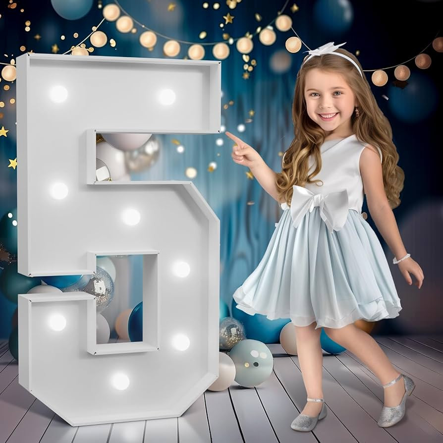 Marquee Numbers 3 feet tall,Cool White Light Up Numbers 5, Large Numbers for 15th 50th Birthday P... | Amazon (US)