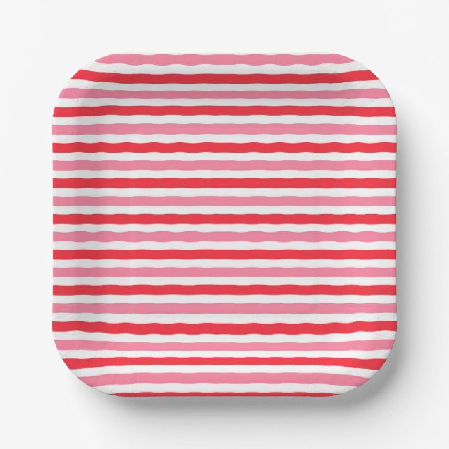White Red Pink Summer Stripes Paper Plates | Zazzle | Zazzle