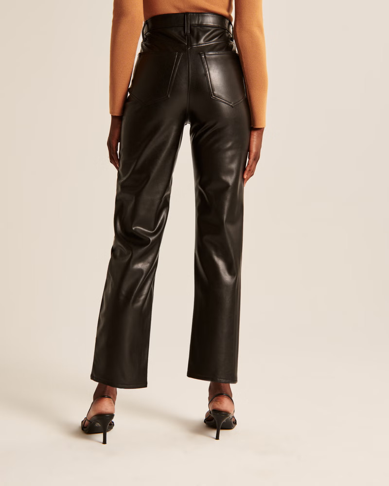 Vegan Leather Ankle Straight Pants | Abercrombie & Fitch (US)