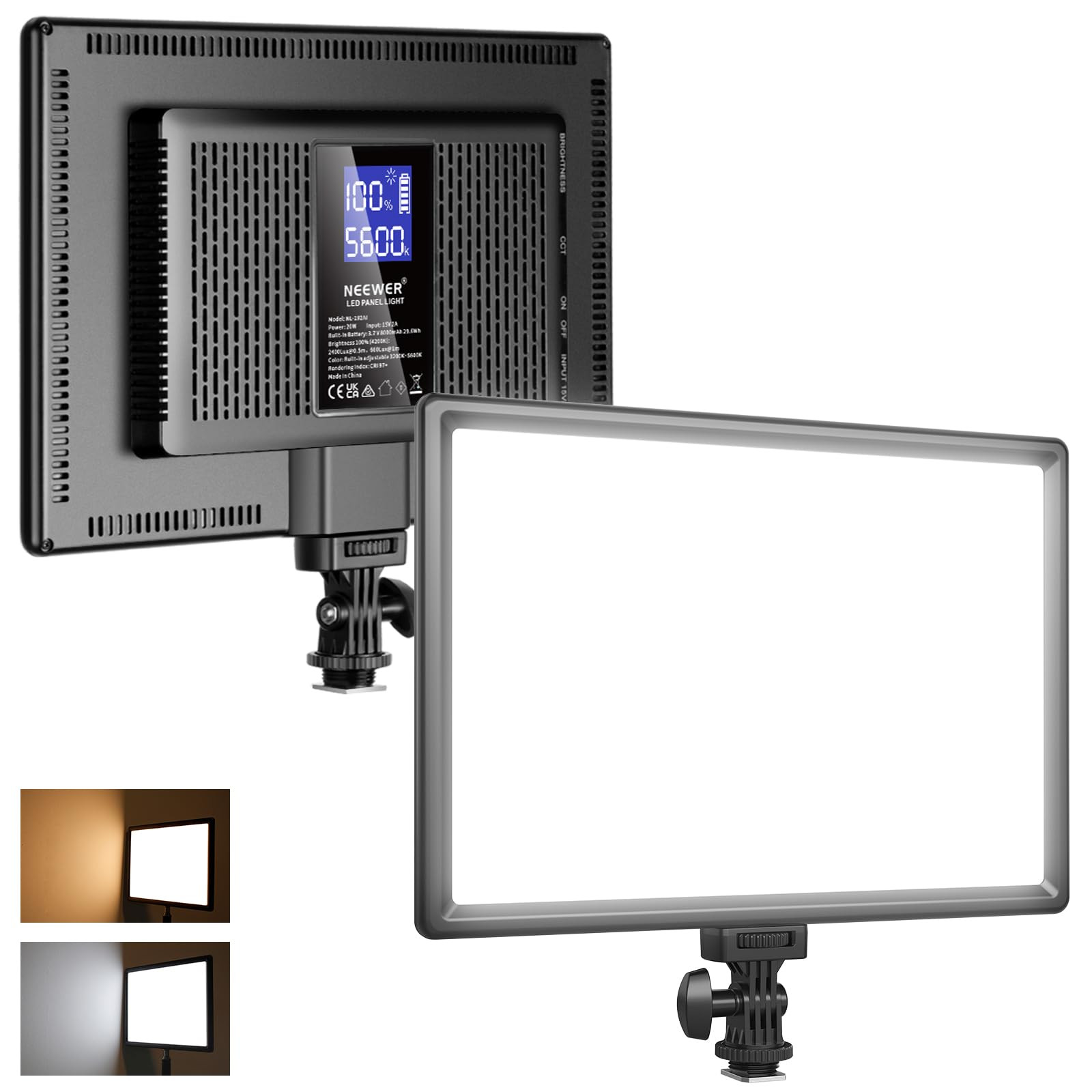 NEEWER 192 LED Video Light Panel, 20W Ultra Thin Bi Color Dimmable DSLR Camera Soft Light, 8000mA... | Amazon (US)
