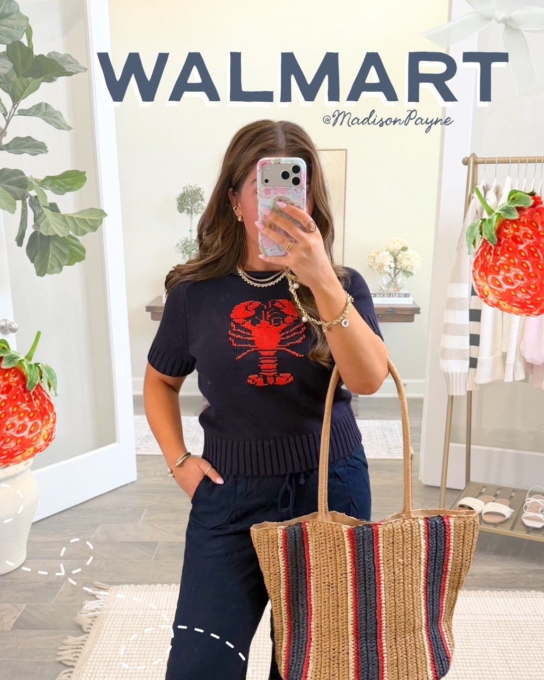 New cotton sweater with linen pants with a straw striped tote 🦞￼

#LTKootd #LTKSeasonal