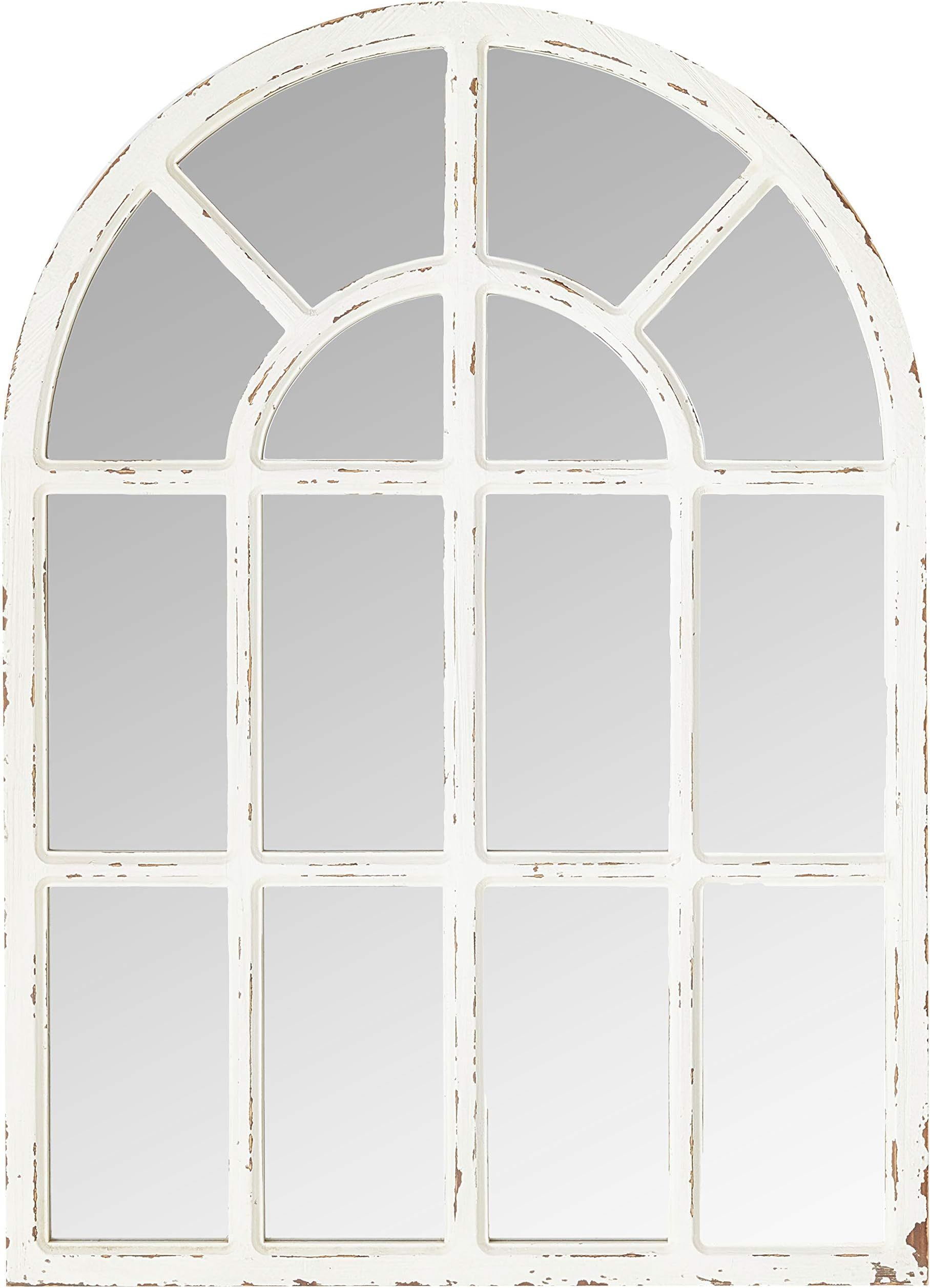 Amazon Brand – Stone & Beam Vintage Farmhouse Wooden Arched Mantel Mirror, 36.25"H, Whitewash | Amazon (US)