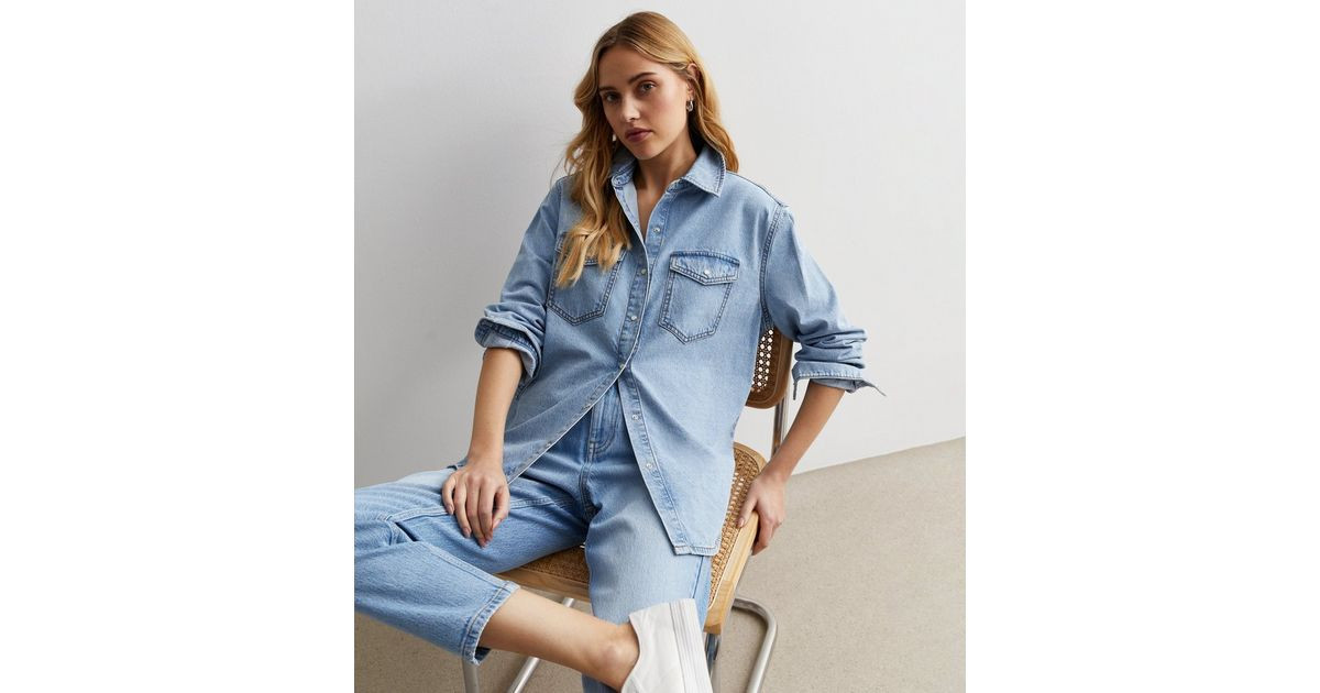 Blue Denim Long Sleeve Shirt | New Look | New Look (UK)