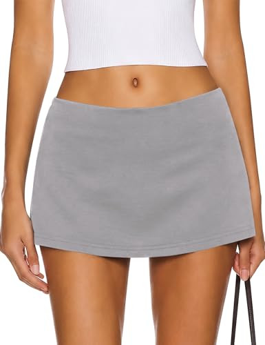 Loovoo Women's Low Rise Micro Mini Skirt Skort with Built-in Shorts | Amazon (US)