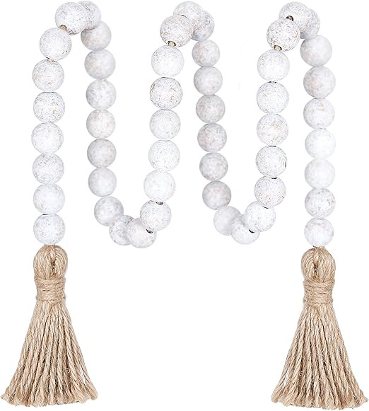 Meplait 39in Wood Bead Garland Farmhouse with Tassels,Versatile Prayer Beads Boho Chic... | Amazon (US)
