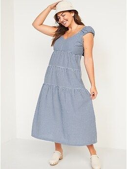 Fit & Flare Tiered Seersucker All-Day Maxi Dress for Women | Old Navy (US)