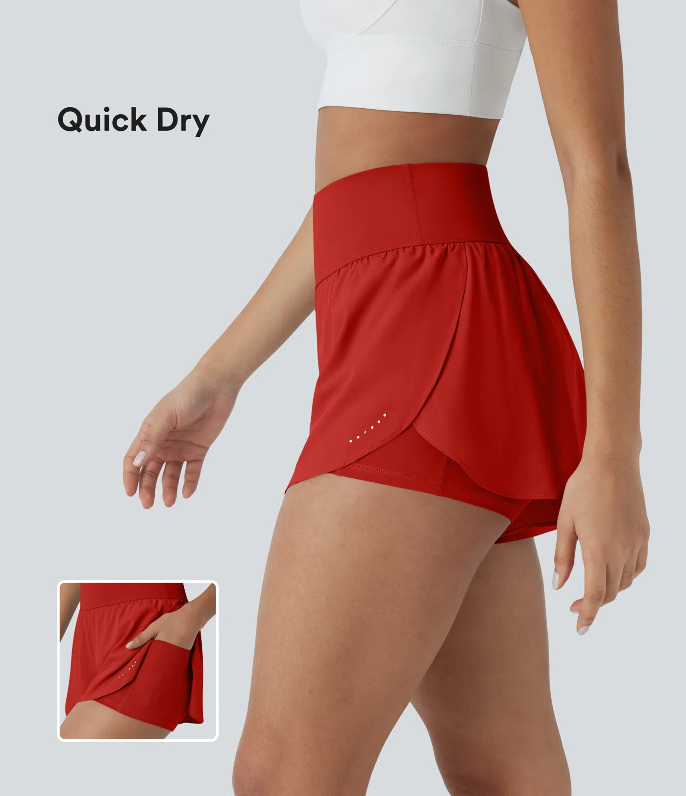 Women’s SoftlyZero™ QuickDry High Waisted Tummy Control Reflective Dots Crossover Hem 2-in-1 ... | HALARA