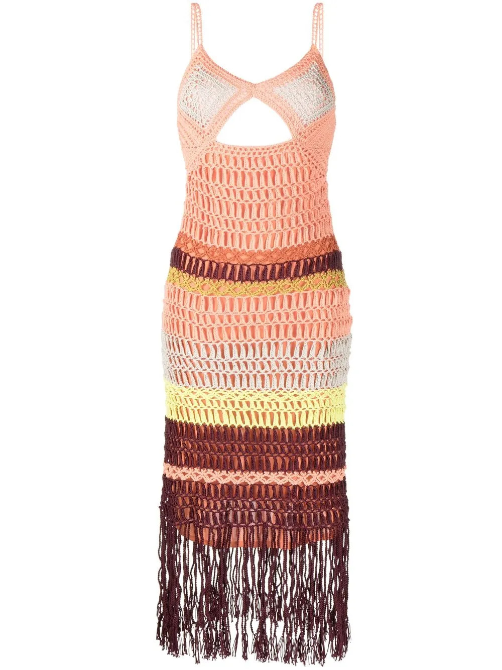 Simkhai Crochet fringed-hem Midi Dress - Farfetch | Farfetch Global