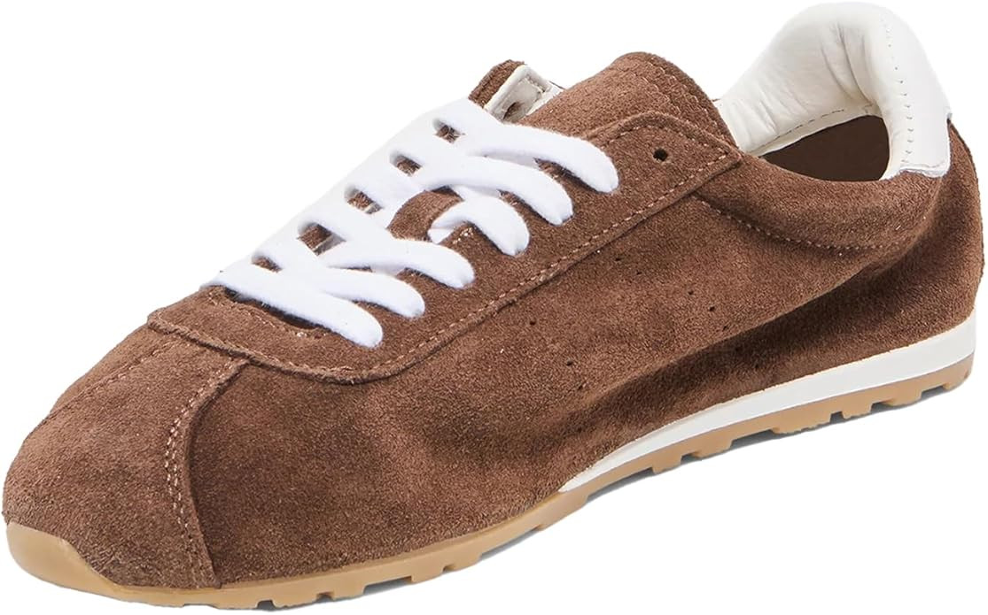 Suede Fashion Sneakers for Women Comfortable Almond Toe Non Slip Athletic Sneaker Casual Lace-Up ... | Amazon (US)