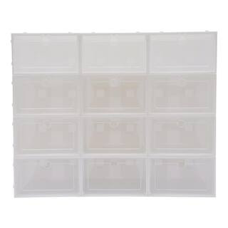 20-Pair White Stackable Plastic Shoe Boxes | The Home Depot