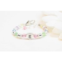 Multi Colored Initial Bracelet For Baby Girl Child, Colorful Pastel Rainbow Jewelry, Personalized Little Beaded | Etsy (US)