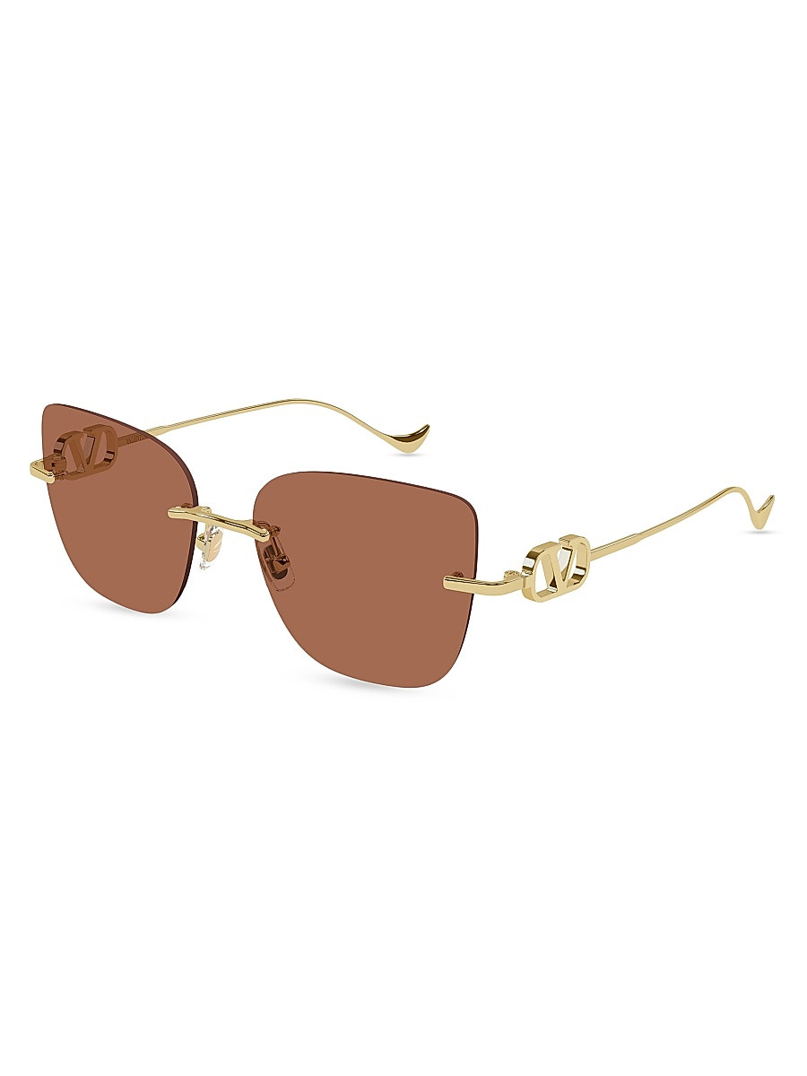 Women's Bejewelled 54MM Cat-Eye Sunglasses - Gold Brown | Saks Fifth Avenue