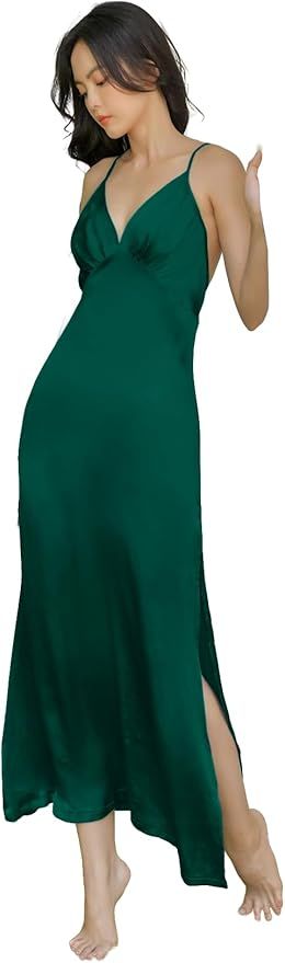 Silk Satin Open Back Midi Slip Dress | Amazon (US)