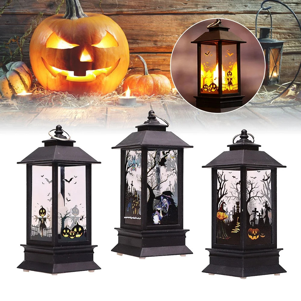 Halloween Portable Lanterns, Orange Candle LED Halloween Lamp Lights, 5x2" Spooky Witch Pumpkin S... | Walmart (US)