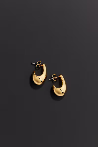H & M - Gold-plated Dome Earrings - Gold | H&M (US + CA)