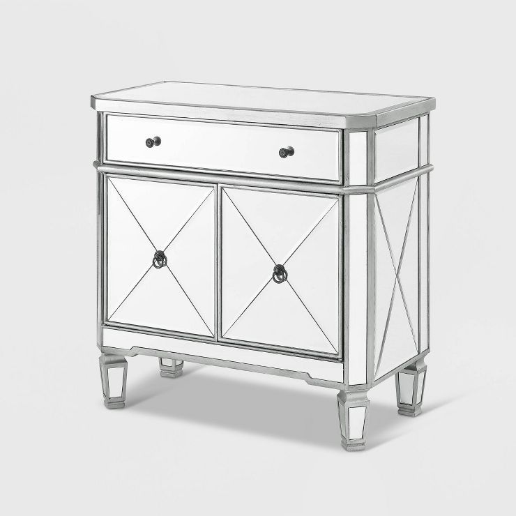 Sasha Mirrored 1Drawer 2Door Console - Powell Company | Target