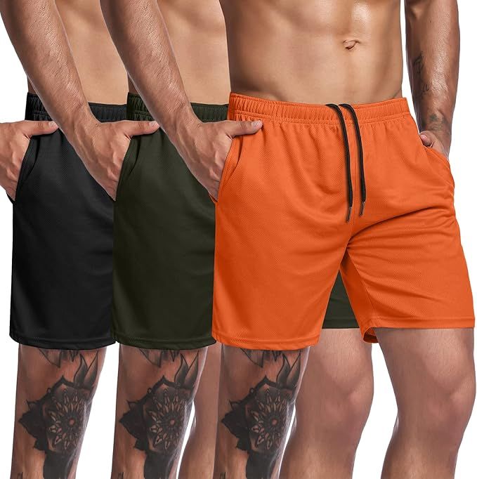 COOFANDY Men's 3 Pack Gym Workout Shorts Mesh Weightlifting Squatting Pants Training Bodybuilding... | Amazon (US)