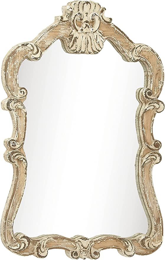 Deco 79 Vintage Wood Wall Mirror, 25"W x 39"H, Cream | Amazon (US)