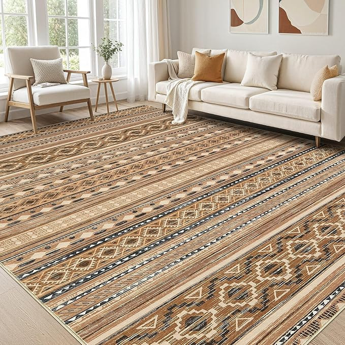 Amazon.com: cotiled 5x7 Area Rug Living Room: Washable Boho Rugs with Non Slip Backing Large Soft... | Amazon (US)