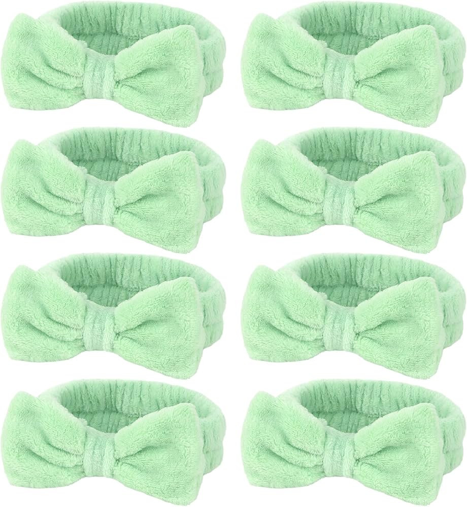 Ondder Green Spa Terry Cloth Skincare Headbands for Women - 8 Pcs Makeup Bow Hair Bands for Face ... | Amazon (US)