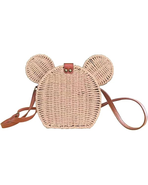 EXIGENT Kawaii PANDA Rattan Straw Shoulder Crossbody Bag Purse Cute Women's Handbag | Amazon (US)