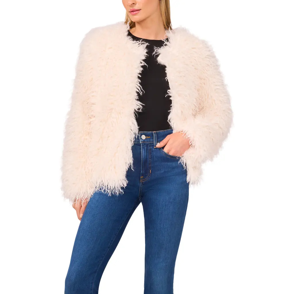 Halogen® Faux Fur Jacket in New Ivory at Nordstrom Rack, Size Xx-Large | Nordstrom Rack