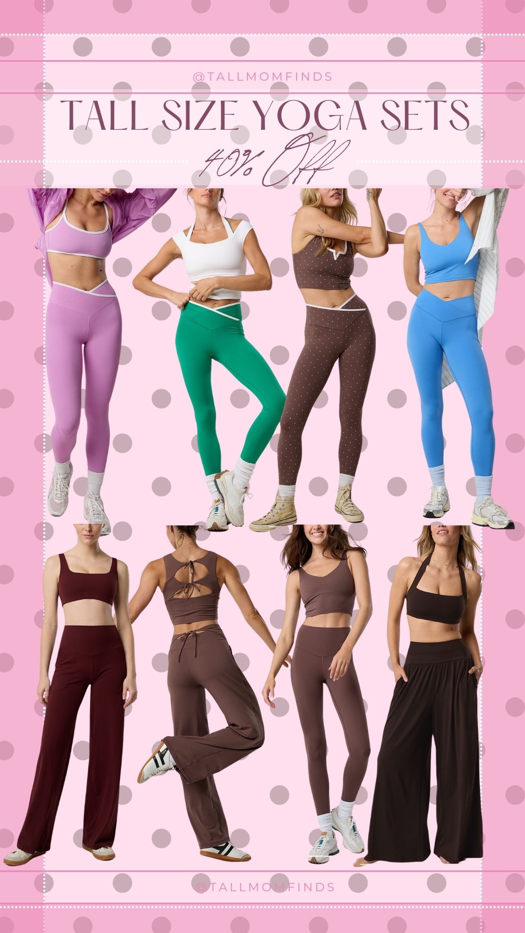40% off right now! Tall girl matching sets! 🙌 Yoga sets in tall sizes

Tall yoga sets, tall matching sets, tall activewear, tall workout sets, long inseam leggings, tall girl finds, women’s tall clothing, tall athleisure