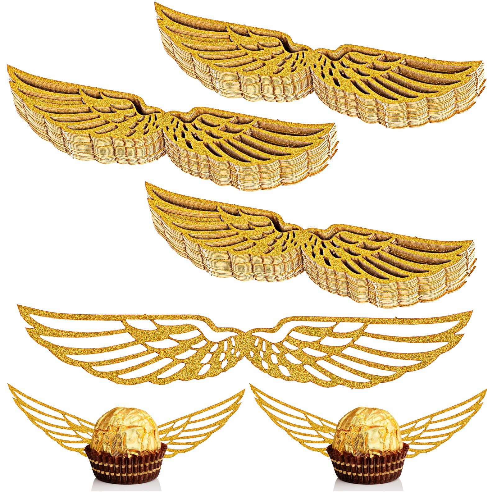 100 Pcs Wizard Party Chocolate Decoration Golden Wings Cake Topper Chocolate Frogs Cupcake Topper... | Amazon (US)