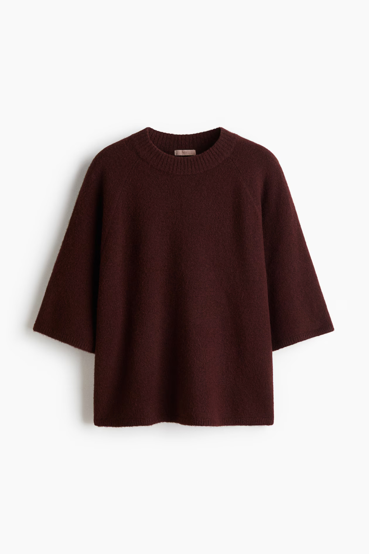 Short-sleeved jumper - Burgundy - Ladies | H&M GB | H&M (UK, MY, IN, SG, PH, TW, HK)