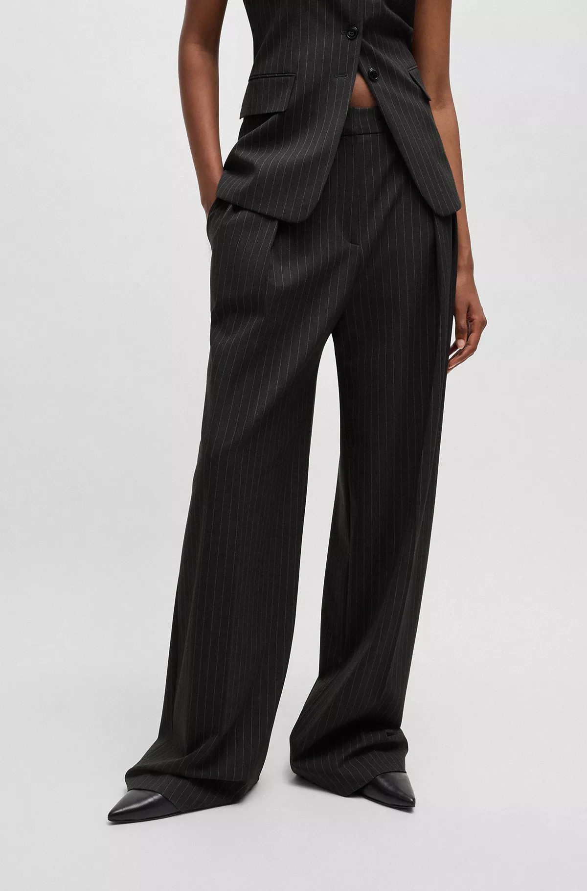 Regular-fit trousers in pinstripe stretch fabric | HUGO BOSS AG - Australia
