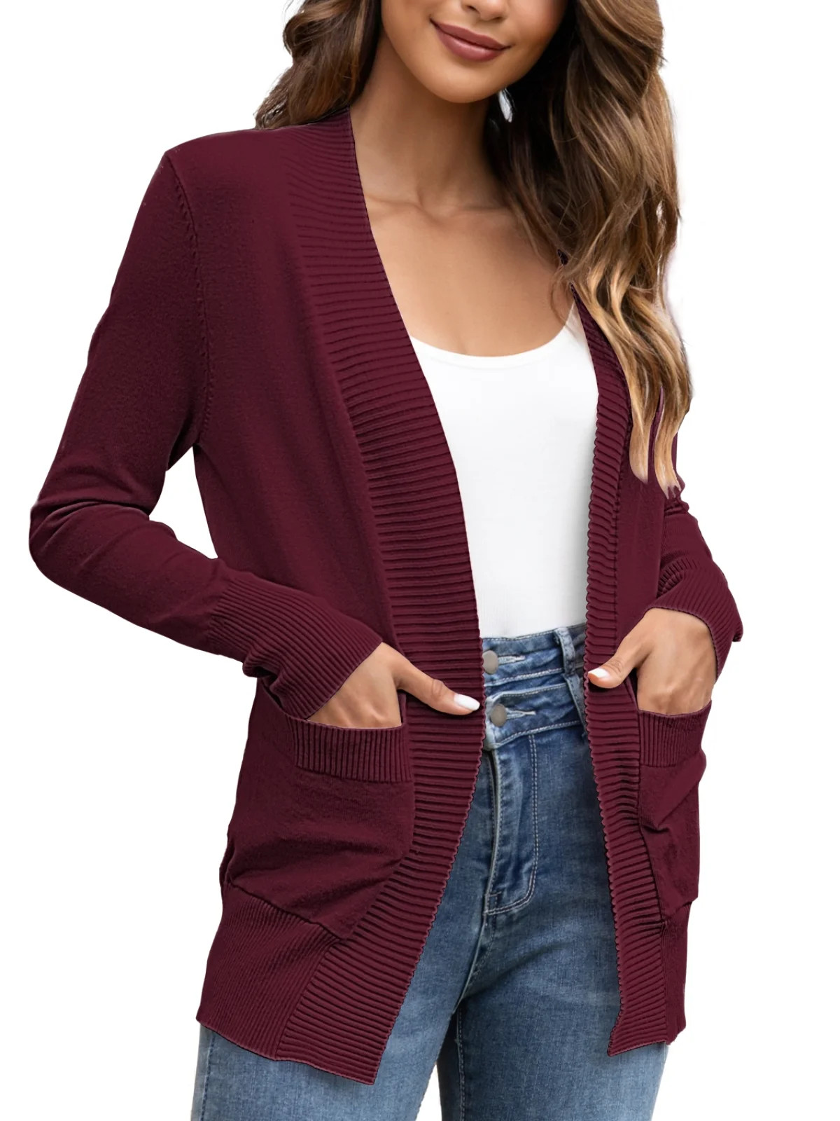 FOLUNSI Women's Cardigan Casual Lightweight Knit Cardigan Sweaters of Female s-2x | Walmart (US)