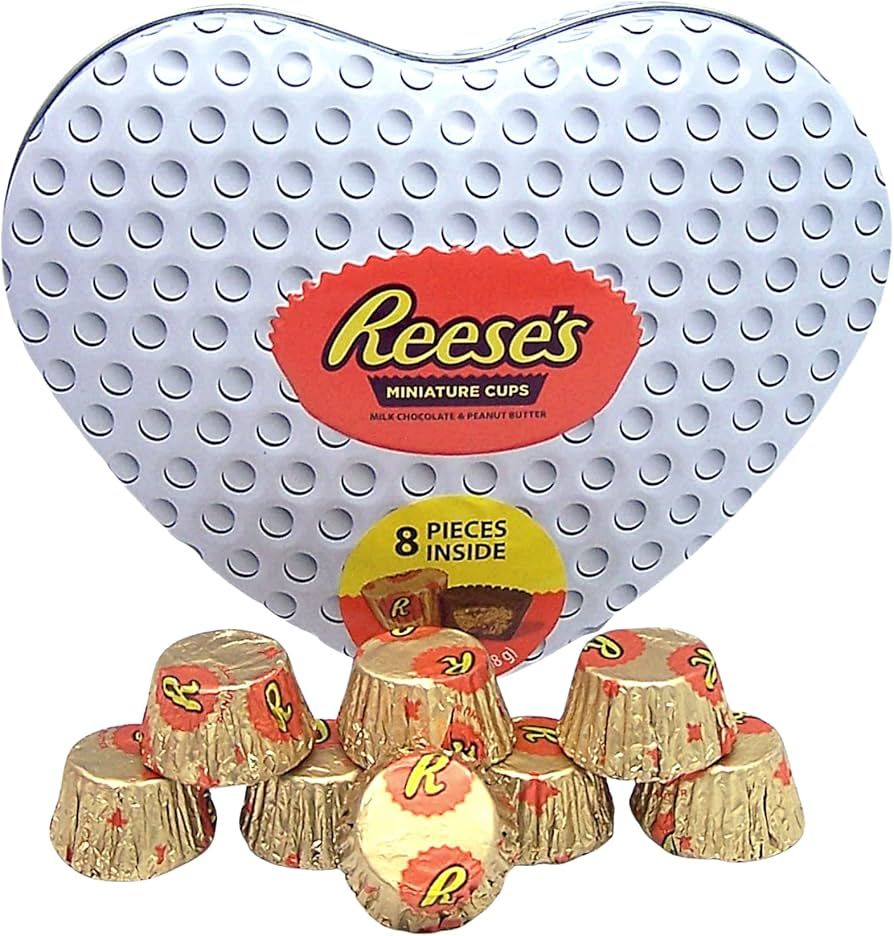 Valentine's Day Sports Themed Heart Shaped Tin, Filled with Miniature Reese Peanut Butter Cups, U... | Amazon (US)