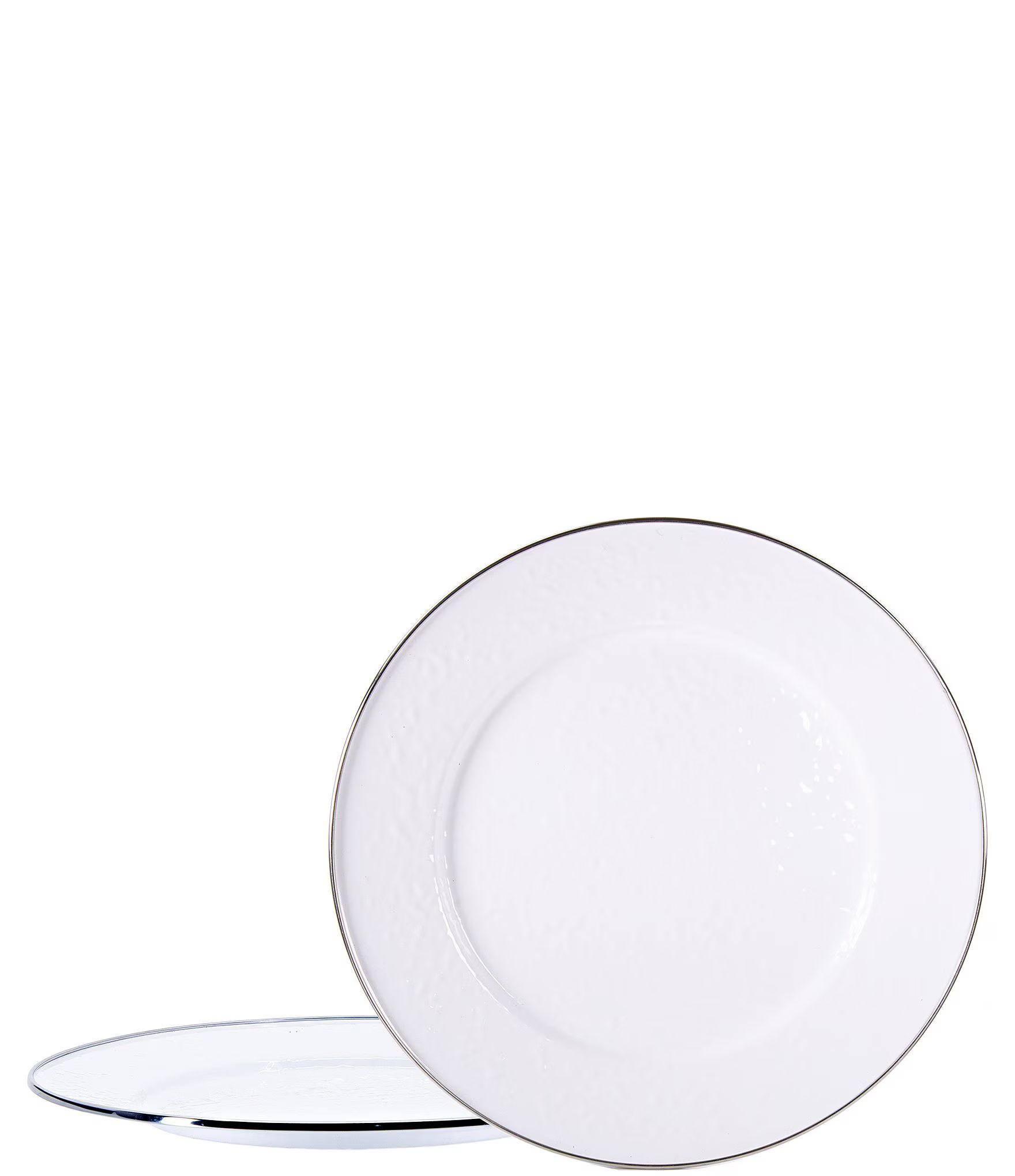 Enamelware Solid Texture White Charger Plates, Set of 2 | Dillard's