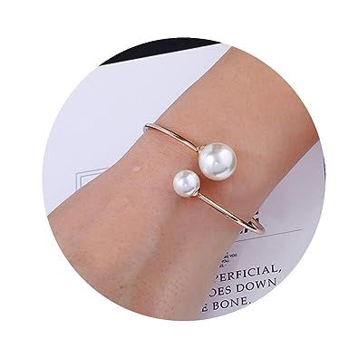 ASHMITA Rose Gold Bangle for Women Shell Pearl Cuff Fashion Bracelet Adjustable | Amazon (US)
