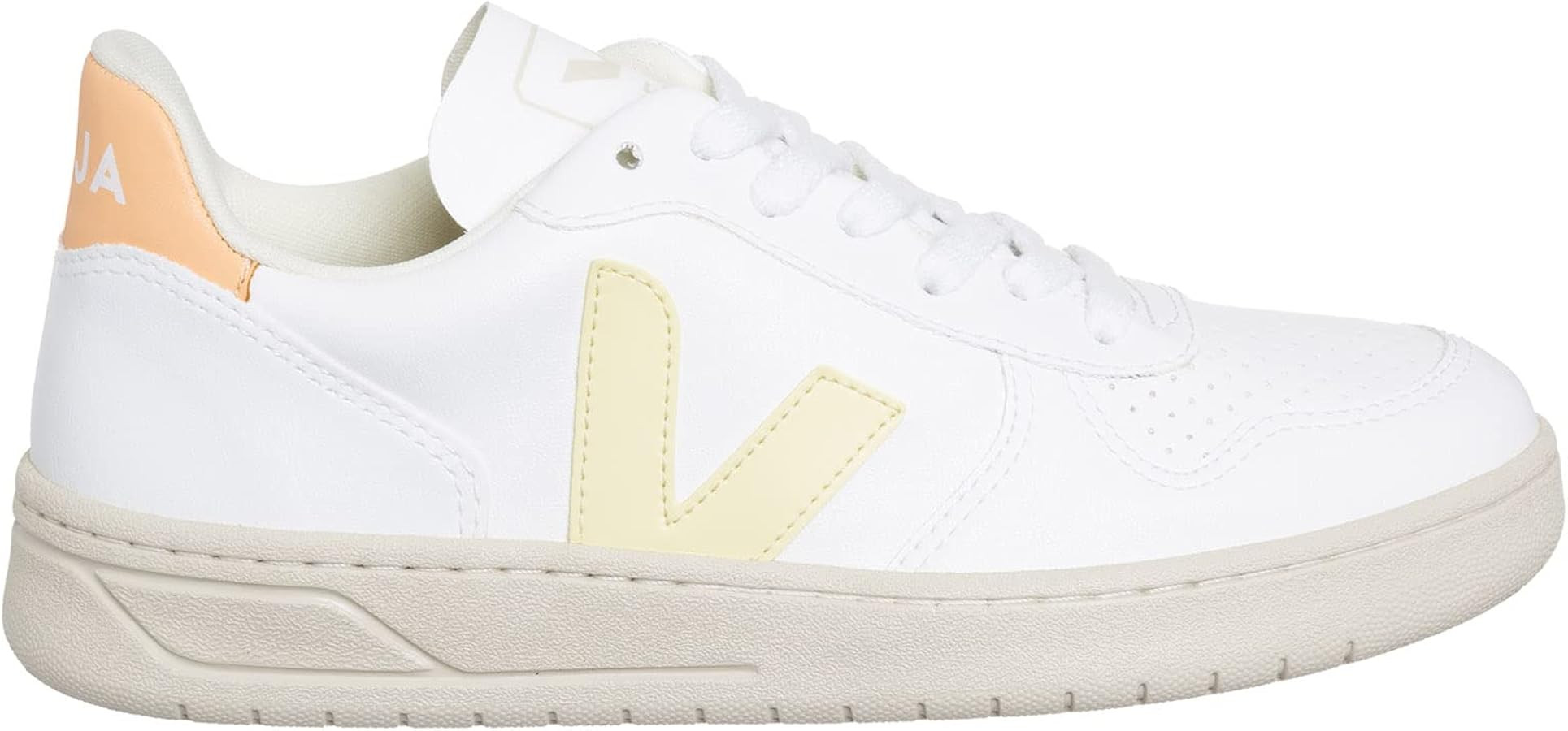 Veja Women V-10 Sneakers White - Sun - Peach 8 US | Amazon (US)