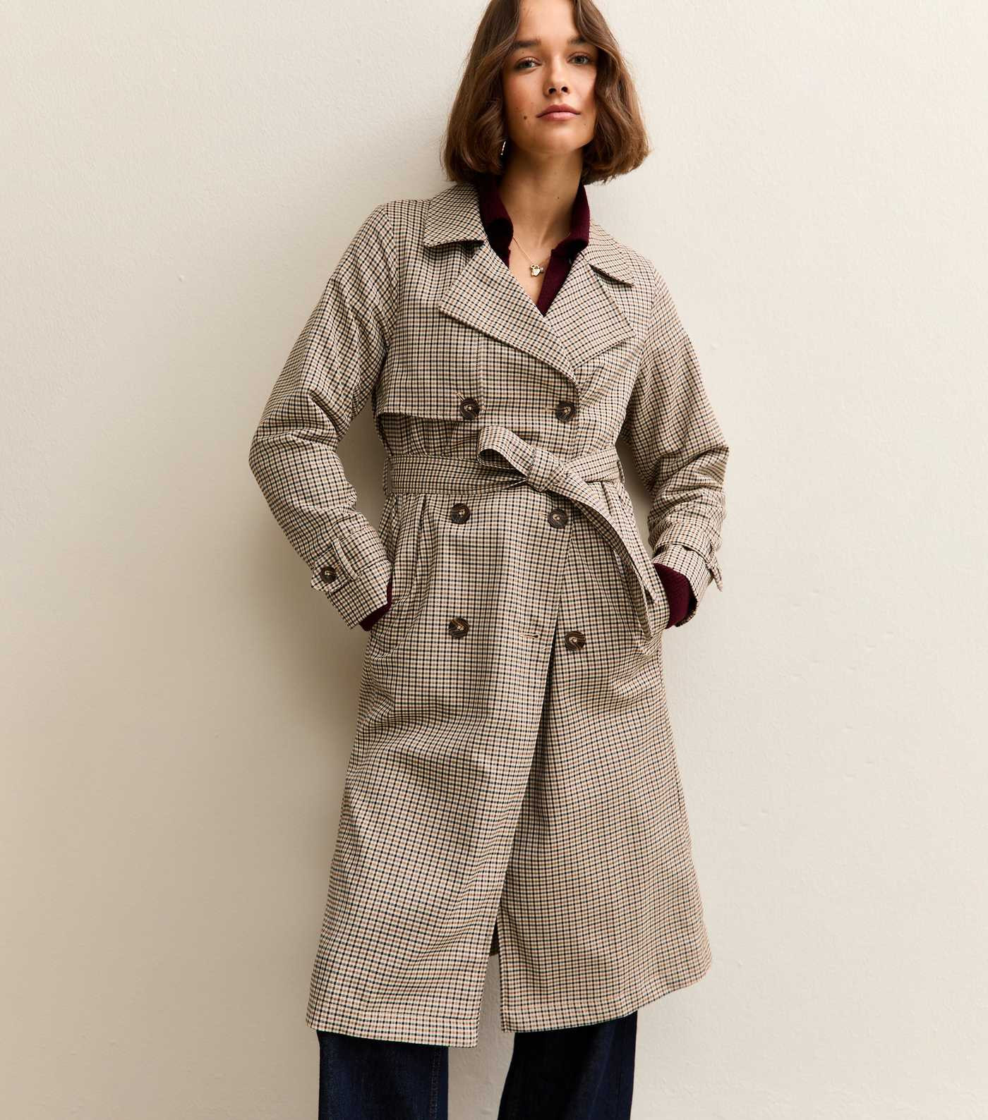 Brown Check Pattern Trench Coat | New Look | New Look (UK)