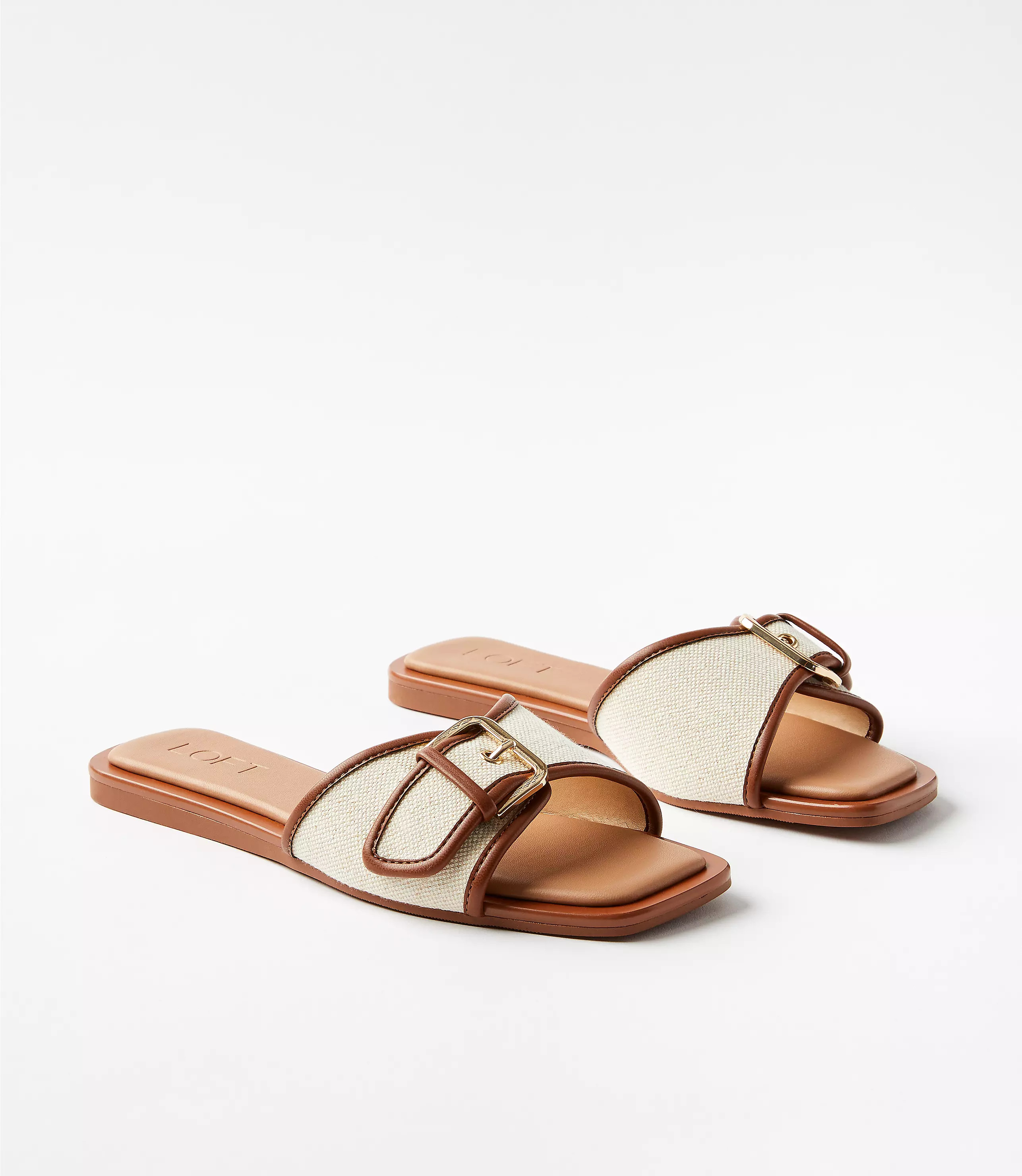 Canvas Buckle Slide Sandals | LOFT