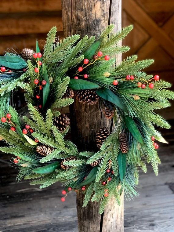 Traditional Christmas Wreath for Front Door  Spruce Pine | Etsy | Etsy (US)