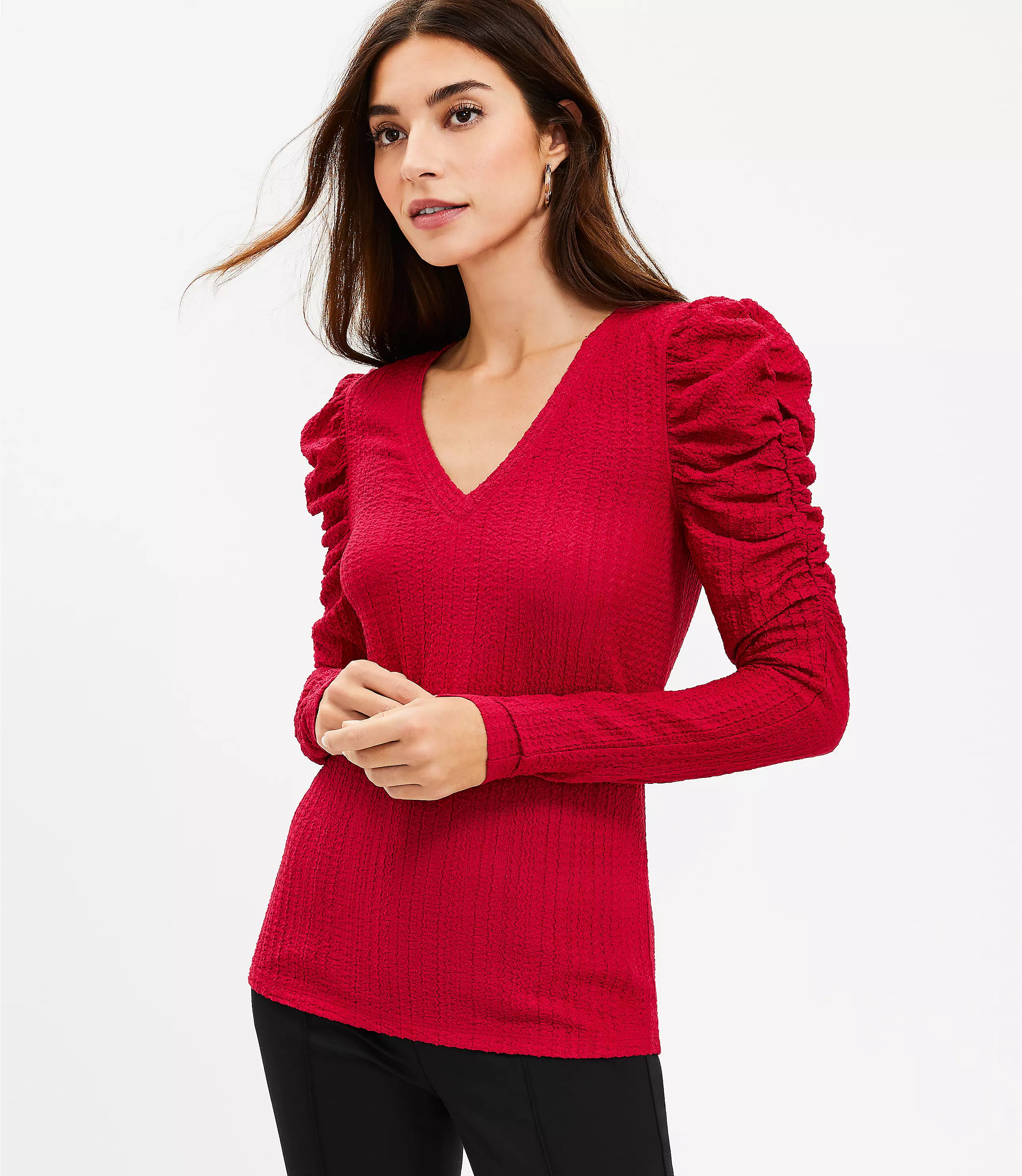 Shirred Puff Sleeve Top | LOFT