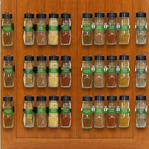 SimpleHouseware 30 Spice Gripper Clips Strips Cabinet Holder - 6 Strips, Holds 30 Jars | Amazon (US)