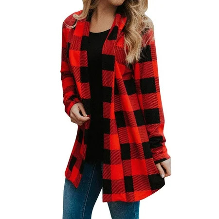 ZXZY - Women Colorblock Plaid Elbow Patch Long Sleeves Cardigan - Walmart.com | Walmart (US)